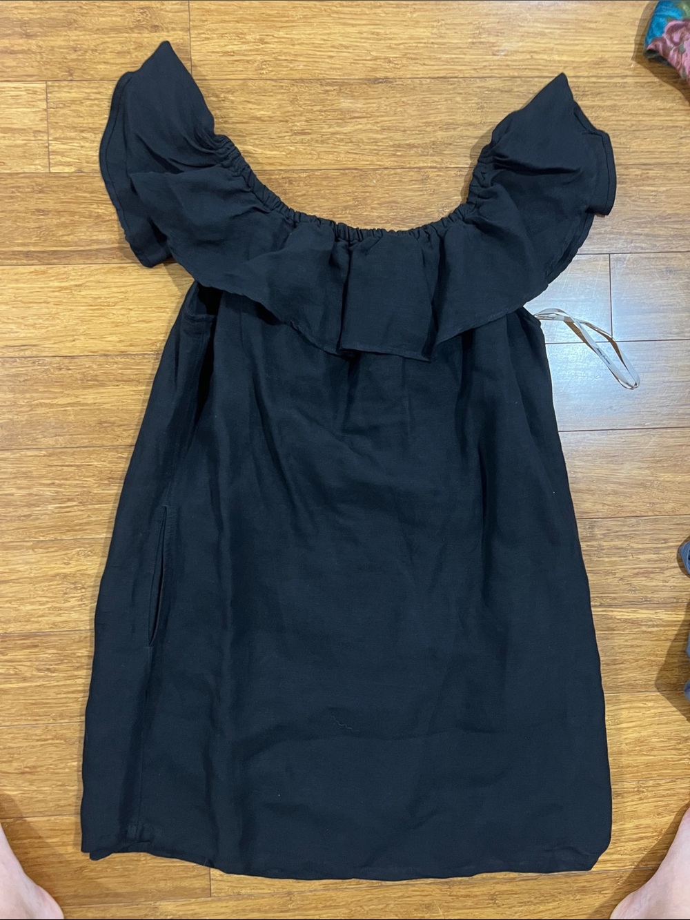 Tommy Bahama Black Off-Shoulder Ruffle Casual Dress